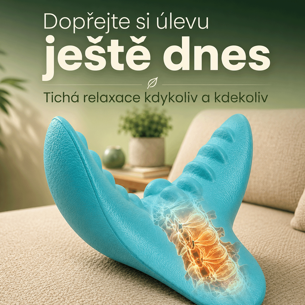 Použití trakční podložky na krční páteř vleže pro uvolnění šíje